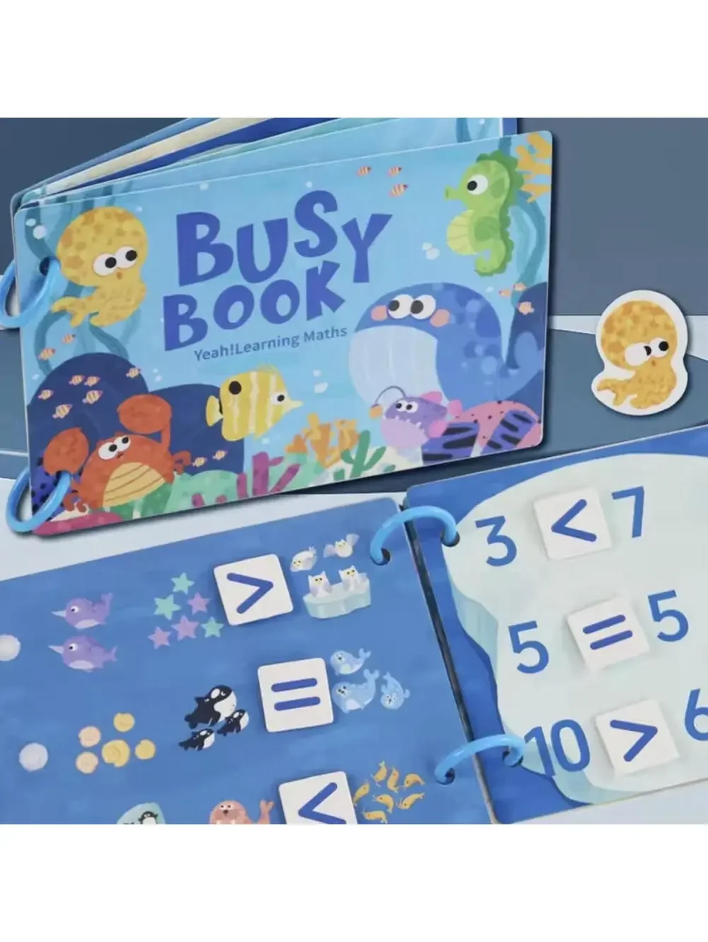 Montessori Ocean Math Busy Book Toddler Quiet Activity Learning Book Blue